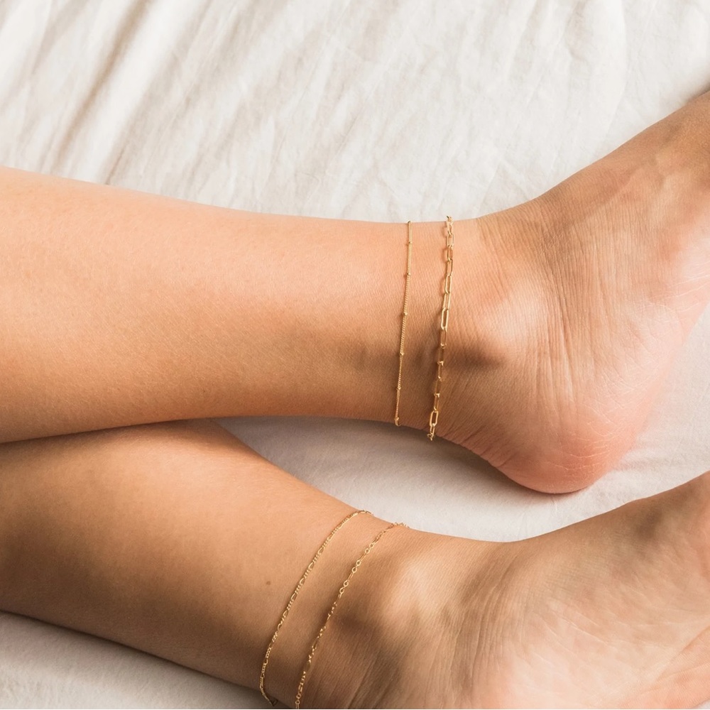 18k Gold Plated Paperclip Chain Anklet-- New!